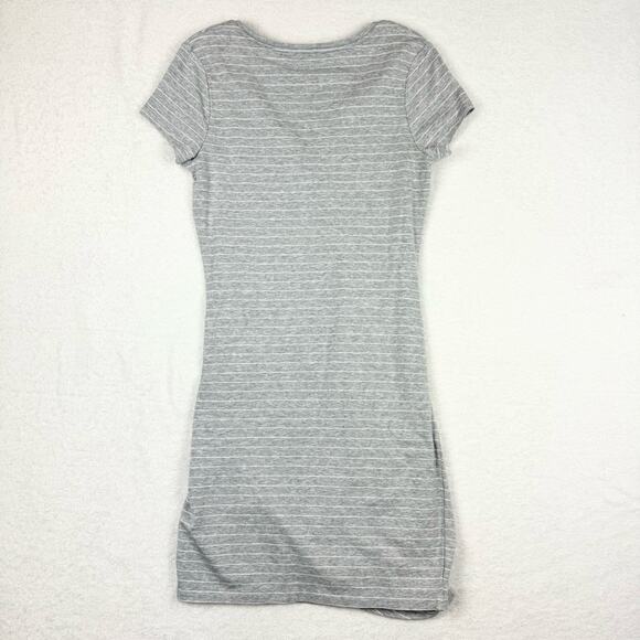 ATHLETA Central Stripe Ruched Mini Dress Short Sleeve Striped Athleisure Size M - Picture 7 of 12